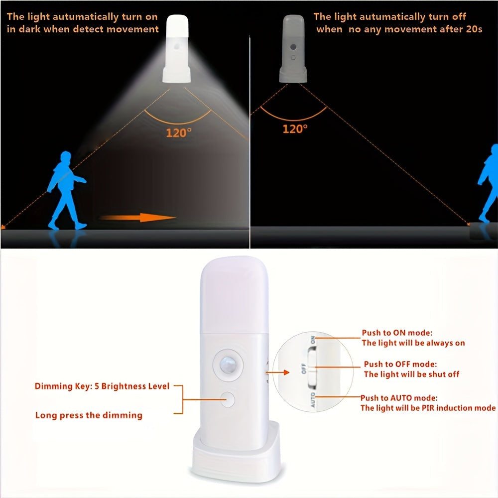 Lampe de nuit LED avec capteur de mouvement – Rechargeable par USB et luminosité réglable pour chambres et couloirs